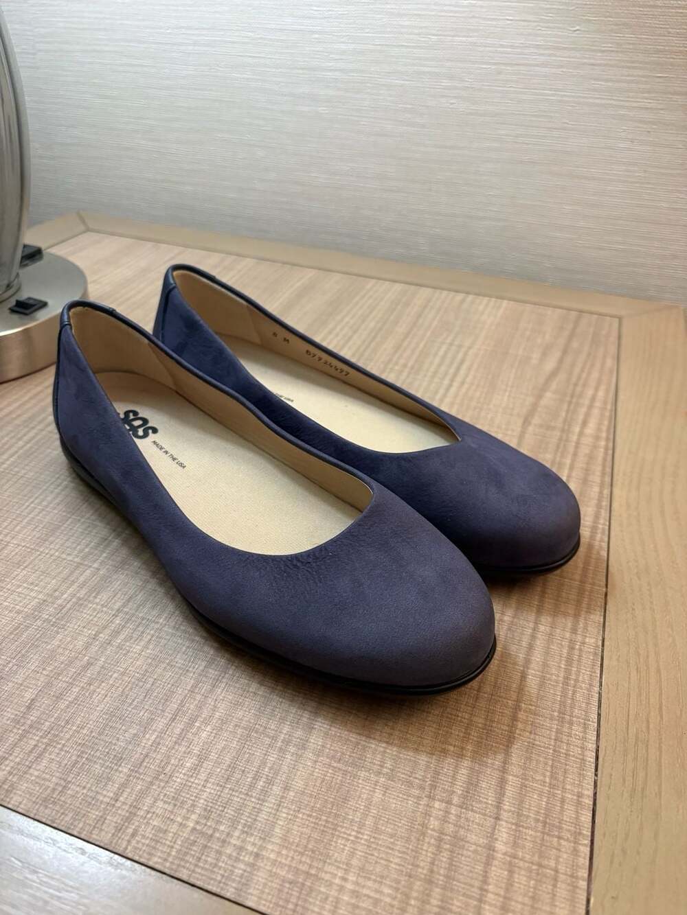 SAS Scenic Ballet Flat Suede Shoes in Navy Blue